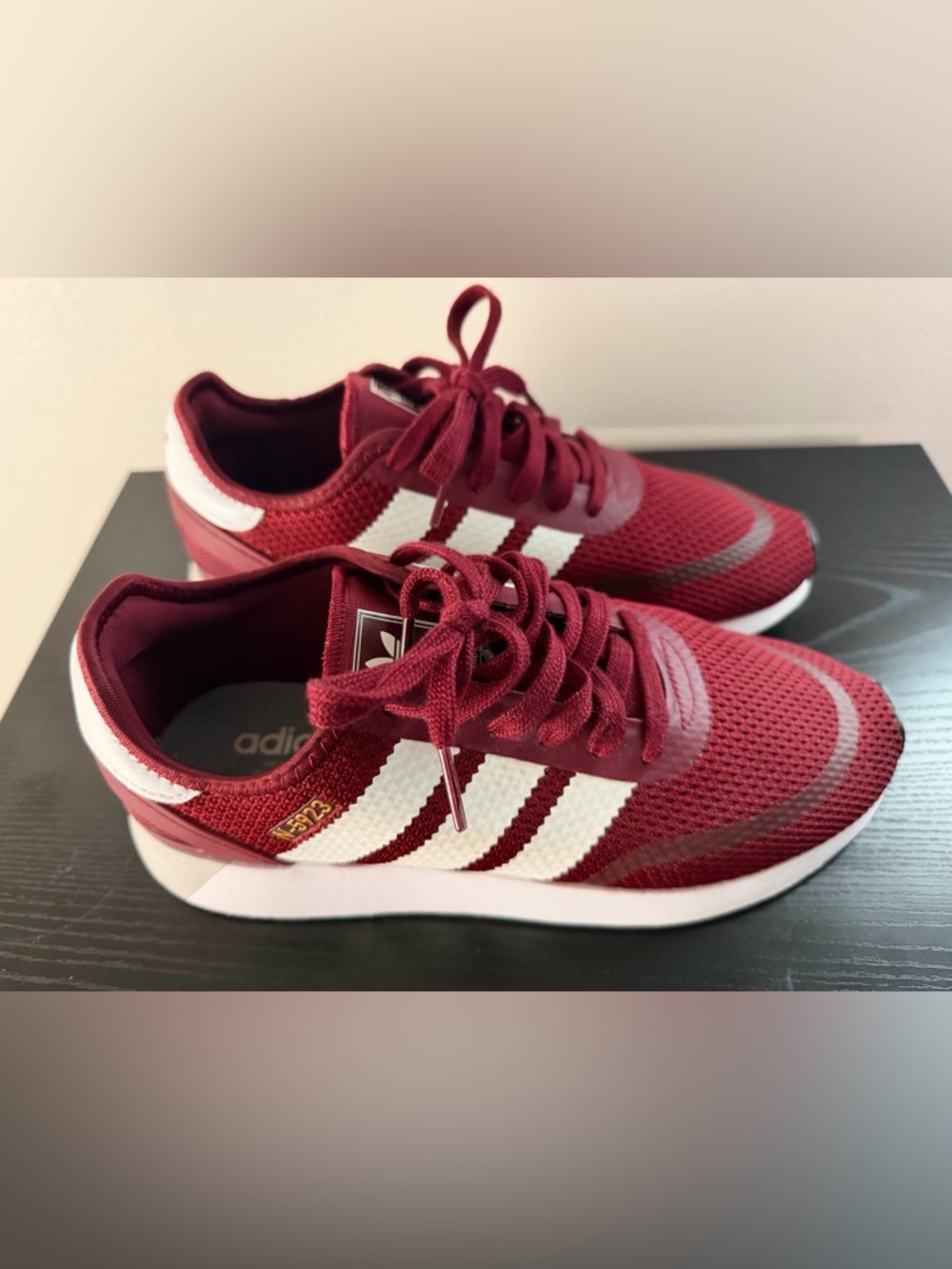 adidas Maroon Running Sneakers with White Stripes